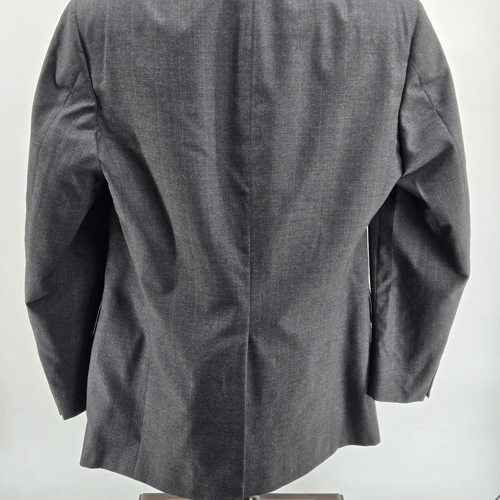 Vintage Polo Ralph Lauren 42R Gray Stripe Wool Blazer‎ Made USA Mens Sport Coat